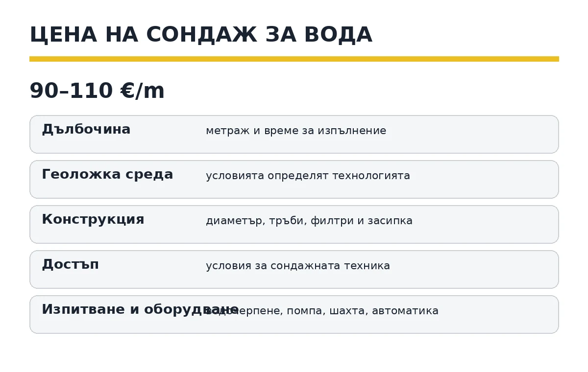 Основни фактори при определяне цената на сондаж за вода
